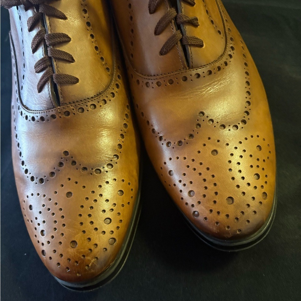 ZARA Brogue Dress Shoes Men's Sz 12/EU45‎ Brown Leather Lace-Up Wingtip